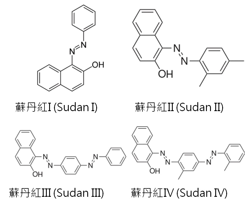 四種蘇丹紅分子的結構